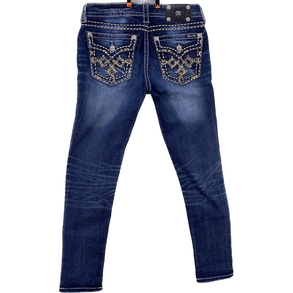Miss Me Womens  Signature Rise Skinny Jeans Embellished Pockets Blue Size 29 - Picture 10 of 16